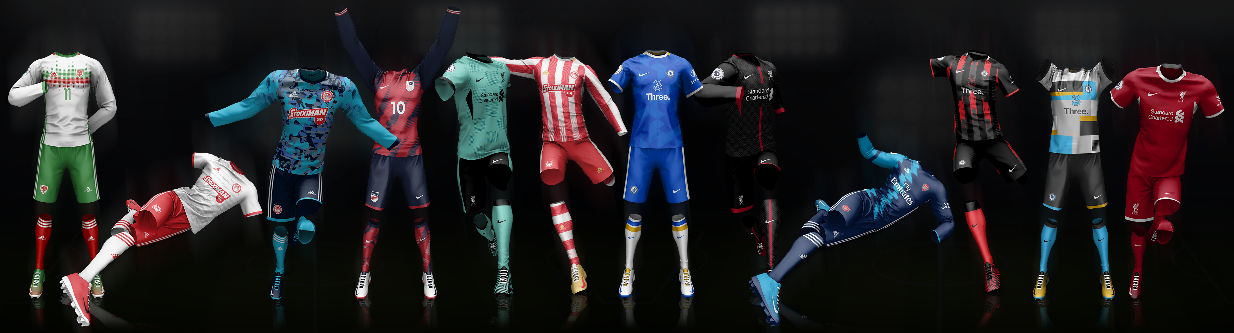 Soccer Action Mockup Template Concept Jerseys