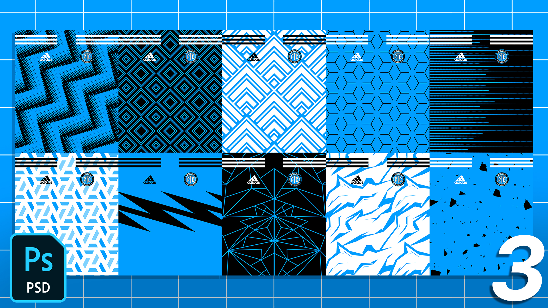 FREE Football Soccer Jersey Patterns Pack 3 Template FC