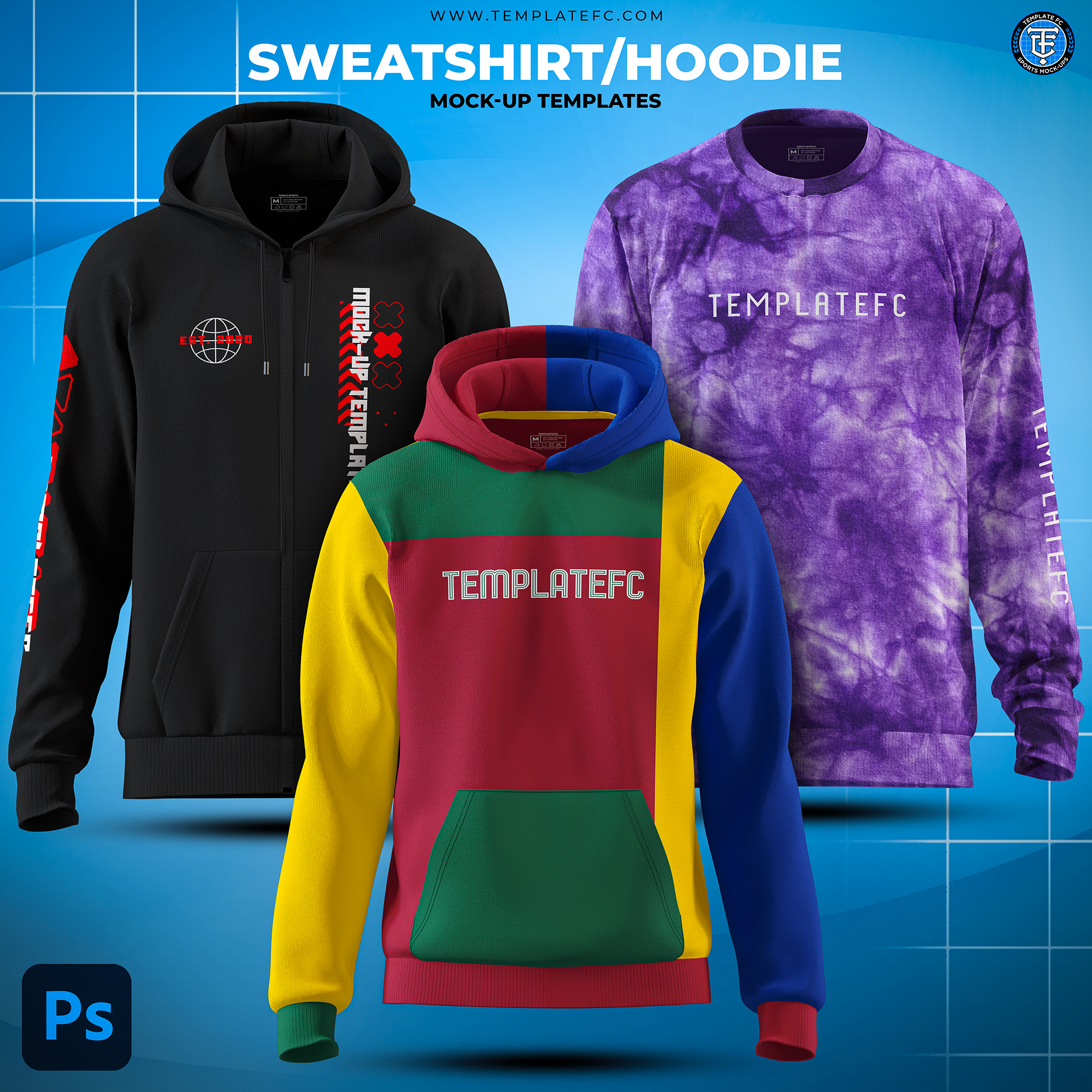 Hoodie/Sweatshirt/Zip Hoodie Combined Mock-up Templates - Image 2