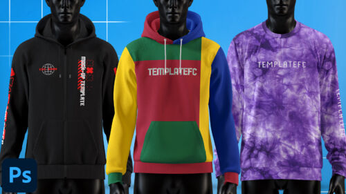 Hoodie/Sweatshirt/Zip Hoodie Combined Mock-up Templates